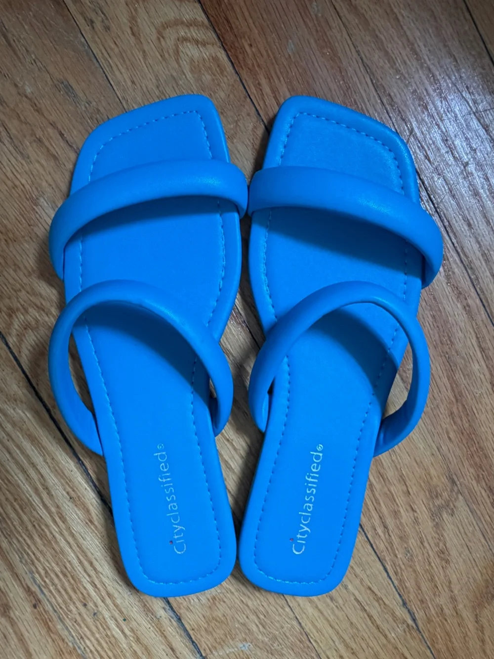 Cityclassified Blue Double-Strap Slide Sandal